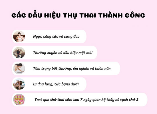8 Dấu hiệu thụ thai thành công sau quan hệ